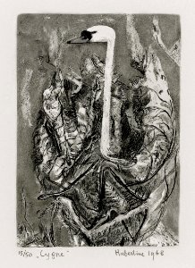 Swan rebirth - etching 15x21cm 1968