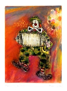 Clown of Circus Nock, a small Swiss circus - etching 14x9c…. Free illustration for personal and commercial use.