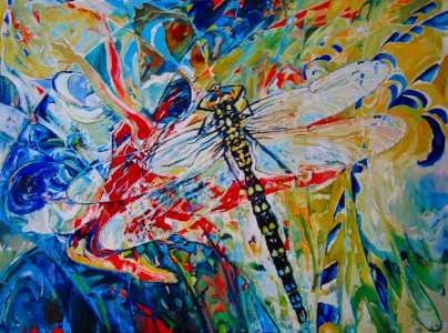 Dancing with a dragonfly - oilpaint on canvas 90x120cm 196…. Free illustration for personal and commercial use.