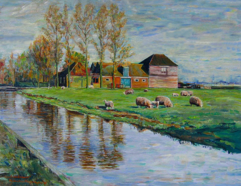 Landsmeer - oil painting on canvas 45x55cm 1995. Free illustration for personal and commercial use.