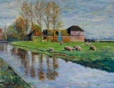 Landsmeer - oil painting on canvas 45x55cm 1995. Free illustration for personal and commercial use.