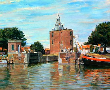 Enkhuizen Lighthouse - oil painting on canvas 63x76cm 1995…