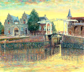 Zierikzee - oil painting on canvas 92x105cm 1993. Free illustration for personal and commercial use.
