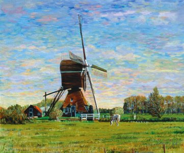 Mill at Hoornaar - oil painting on flemish canvas 92x110cm…. Free illustration for personal and commercial use.