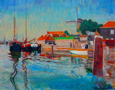 Zierikzee in province of Zeeland - oil painting on canvas …. Free illustration for personal and commercial use.