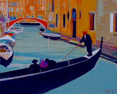Canal in Venice, oil painting on canvas 31x45cm'12. Free illustration for personal and commercial use.
