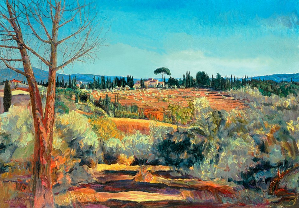 Strada in Chianti in Italy - oil painting on Flemish canva…