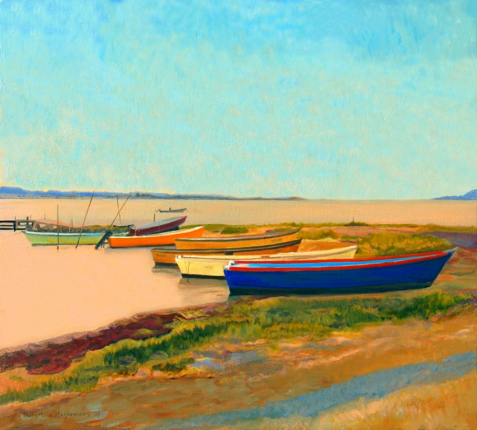 Soft light on the beach - oil painting on Flemish canvas 5…