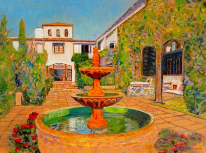 Patio at Cordoba - oilpaint on canvas 51x71cm 2011. Free illustration for personal and commercial use.