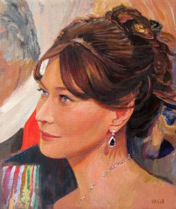Carla Bruni-Sarkozy visits England - oil painting on canva…. Free illustration for personal and commercial use.