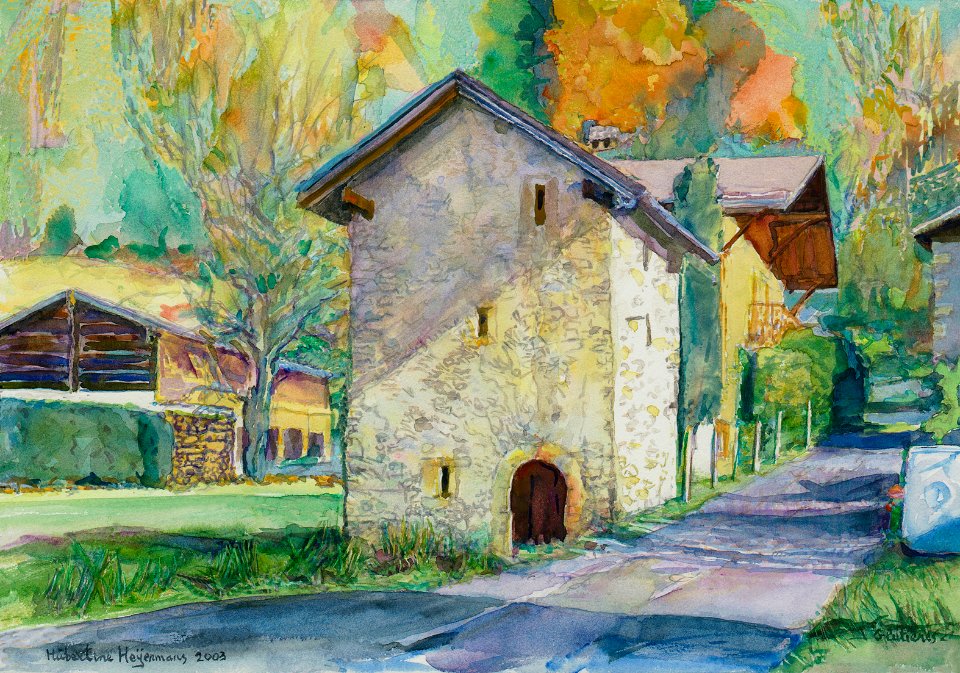 Dime House in Glutières - watercolour 38x54cm 2003
