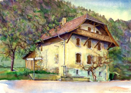 House of the Dime at Antagnes - watercolour 27x37cm 2003. Free illustration for personal and commercial use.
