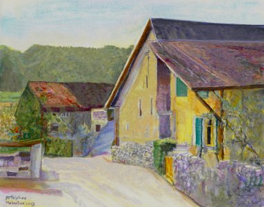 Old farmhouse at Saint-Triphon - watercolour on paper 29x3…. Free illustration for personal and commercial use.
