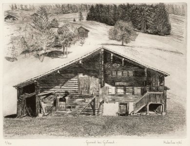 Grund bei Gstaad, chalet Barbarella, anno 1649 - etching 2…