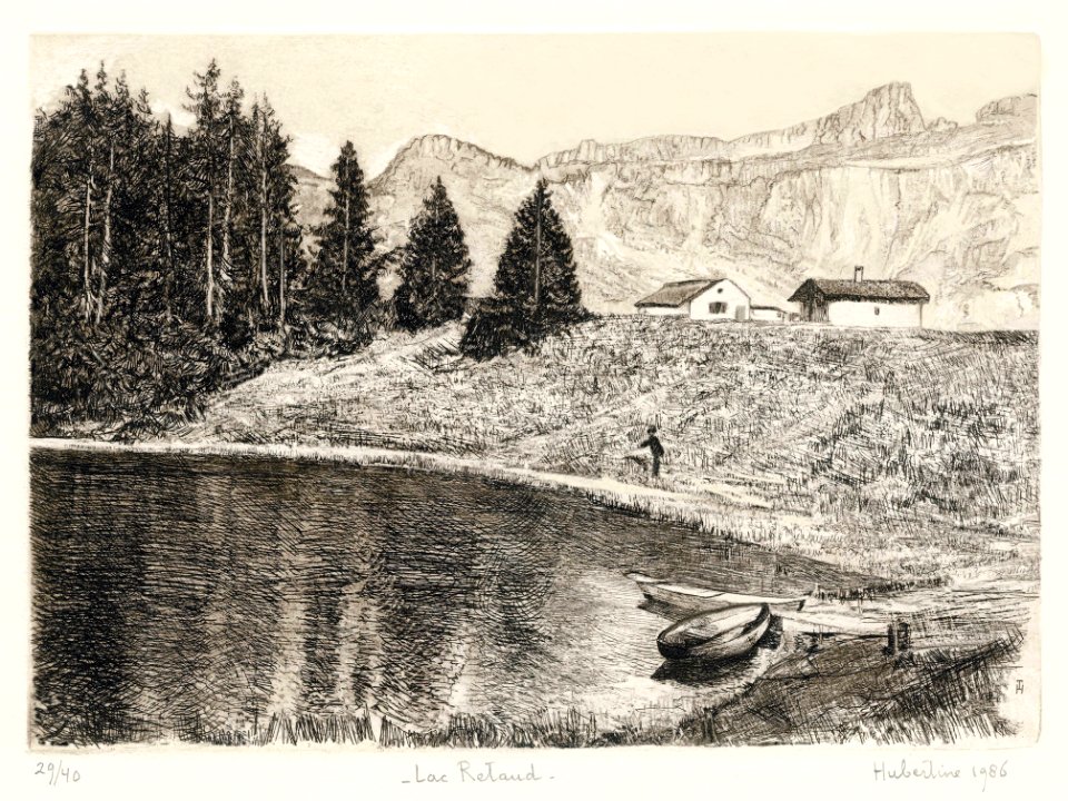 At the Lake of 'Retaud' in Canton Vaud, Switzerland - etch…