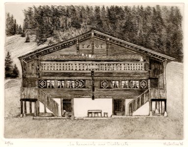 Chalet 'La Renoncule' anno 1791 Les Diablerets - etching 2…. Free illustration for personal and commercial use.