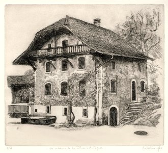 House of the ancient Dime at Antagnes in Vaud - etching 24…