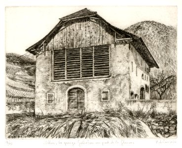 Natural stone-built barn at Commune Ollon Vaud - etching 2…