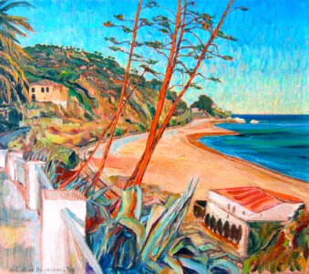 Arenys de Mar at the Costa Brava - oil painting on canvas …