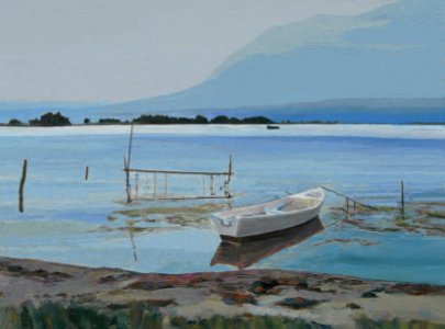 Etang de Leucate - oil painting on wooden panel 40x55cm 20…. Free illustration for personal and commercial use.