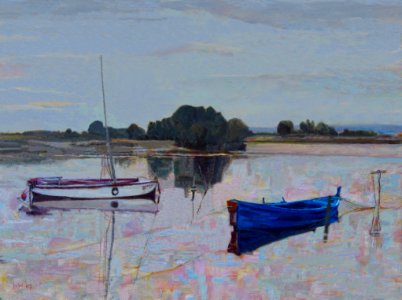 Etang de Leucate - oil painting on Flemish linen 44x61cm 2…. Free illustration for personal and commercial use.