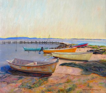Bages beach in the South of France - oil painting on canva…. Free illustration for personal and commercial use.
