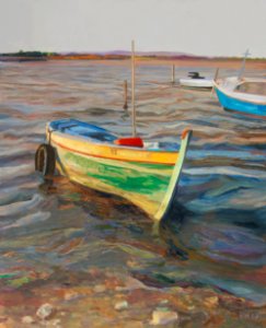 Stranded boat - oil painting on Flemish canvas 32x40cm 200…