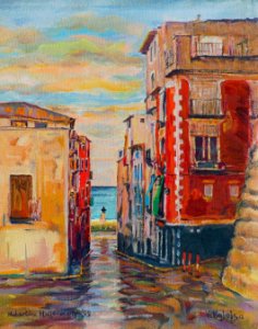 Villajoyosa - oil painting on canvas 25x32cm 2005. Free illustration for personal and commercial use.