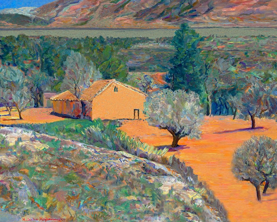 Olive grove - oil painting on Flemish canvas 59x70cm 2004