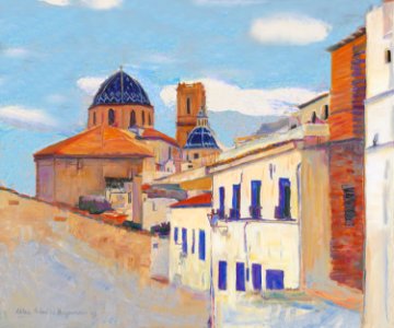 Altea Basilica - oil painting on canvas 71x80cm 2003. Free illustration for personal and commercial use.