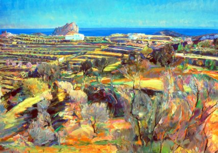Calpe terrasses at the Coste Blanca - oil painting on canv…