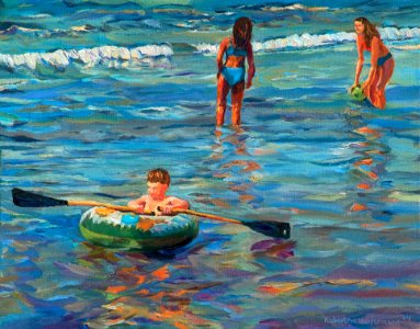 Inflatable boat-oil painting on canvas 33x42cm 2004. Free illustration for personal and commercial use.