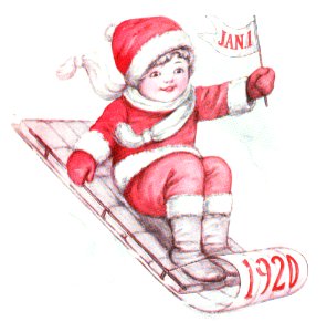 1920 01 January Cover Snow Sledding. Free illustration for personal and commercial use.