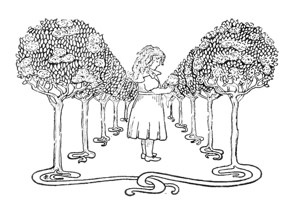 nouveau trees and girl