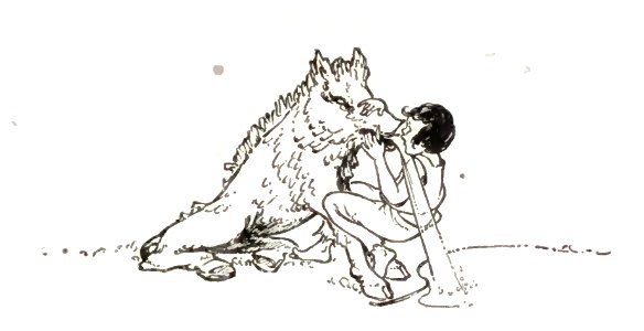 wolf and boy. Free illustration for personal and commercial use.