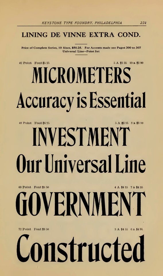 Keystone 59 Lining De Vinne Extra Condensed