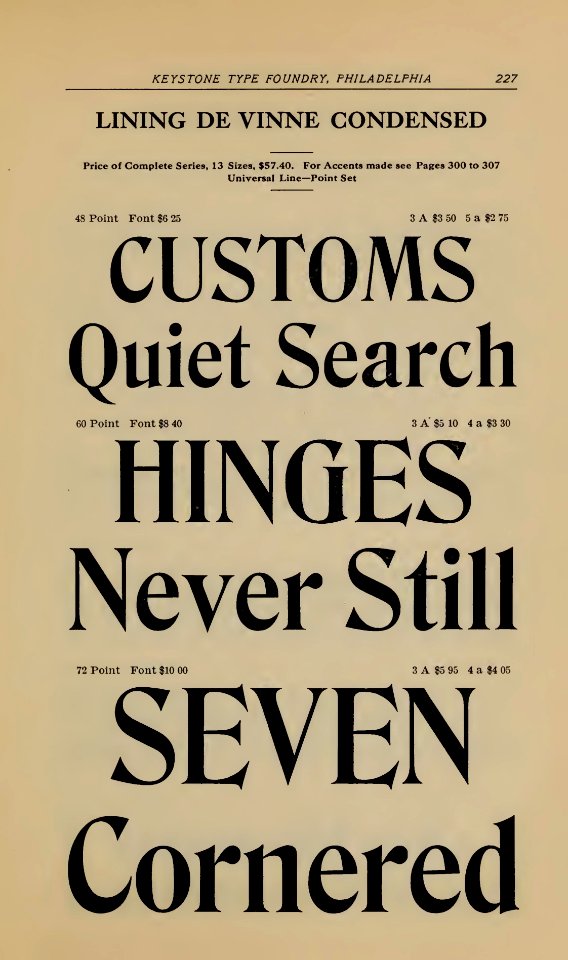 Keystone 57 Lining De Vinne Condensed