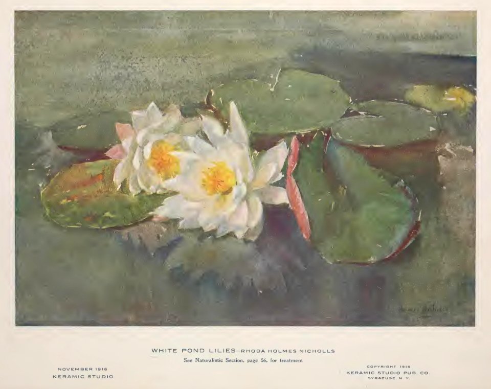 1916 White Pond Lilies Keramic Studio