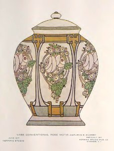 1917 Rose Motif Vase Keramic Studio. Free illustration for personal and commercial use.