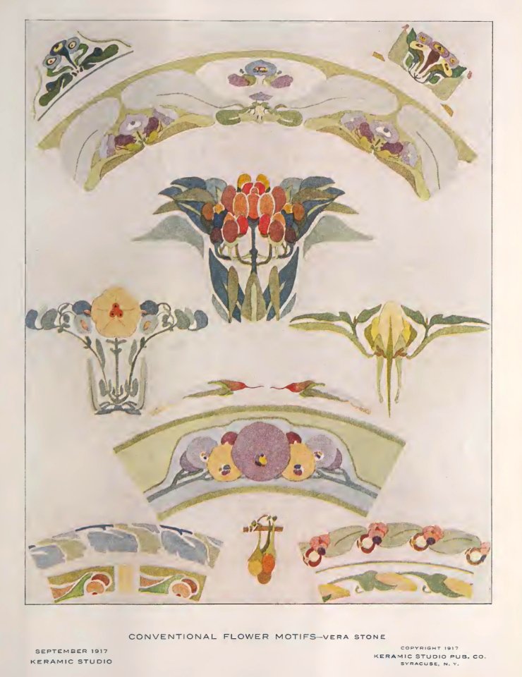 1917 Flower Motif Keramic Studio
