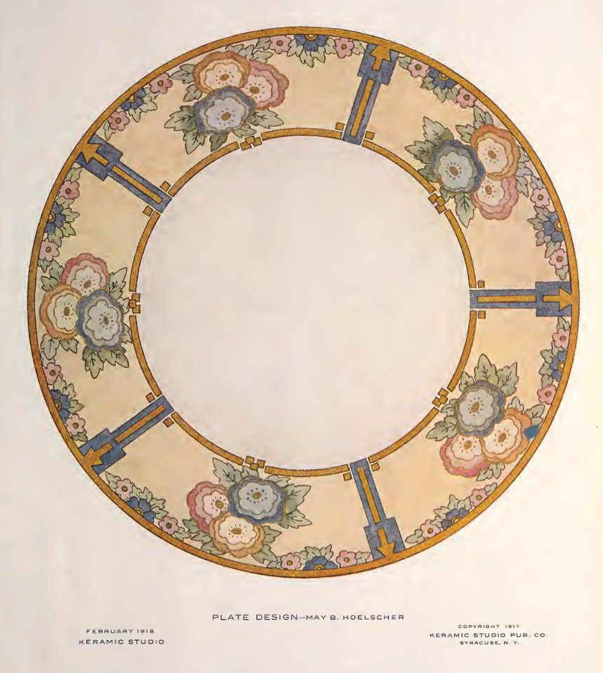 1918 Floral Plate Keramic Studio