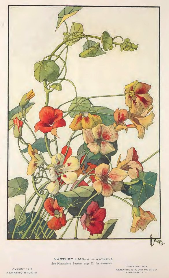 1916 Nasturtiums Keramic Studio