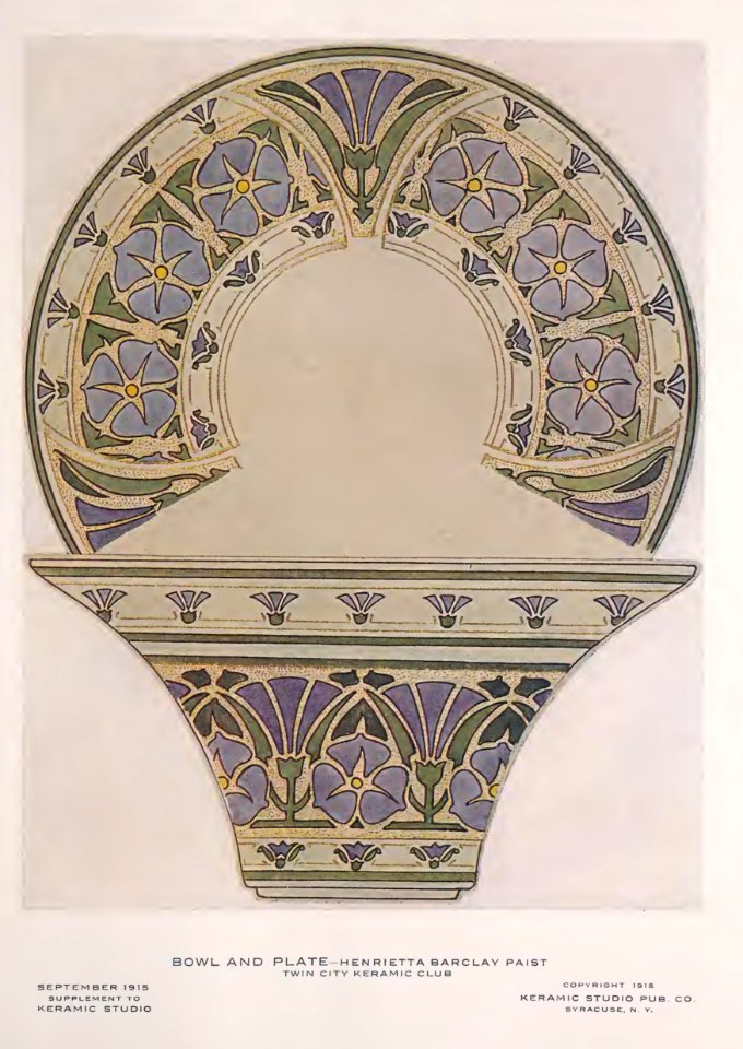 1915 Floral Bowl and Plate Keramic Studio