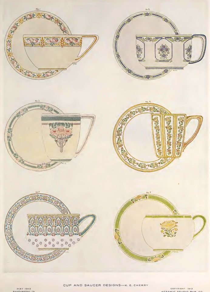 1913 Cups and Saucers Keramic Studio