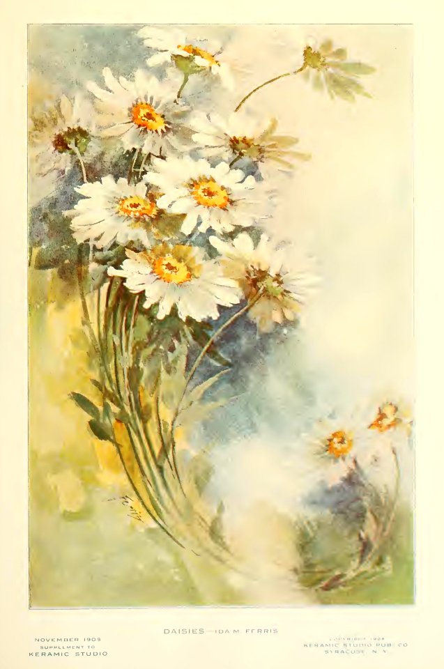 1908 Daisies Keramic Studio. Free illustration for personal and commercial use.