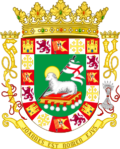 Coat of arms of the Commonwealth of Puerto Rico (variant)_1600-1982. Free illustration for personal and commercial use.