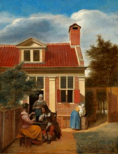Figures in a courtyard behind a house - Pieter de Hooch