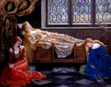 The sleeping beauty - John Collier. Free illustration for personal and commercial use.