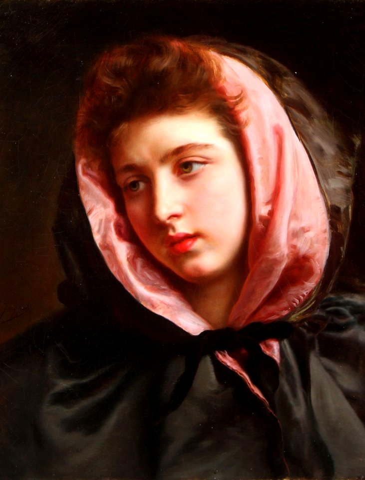 A young beauty with silk cape - Gustave Jean Jacquet