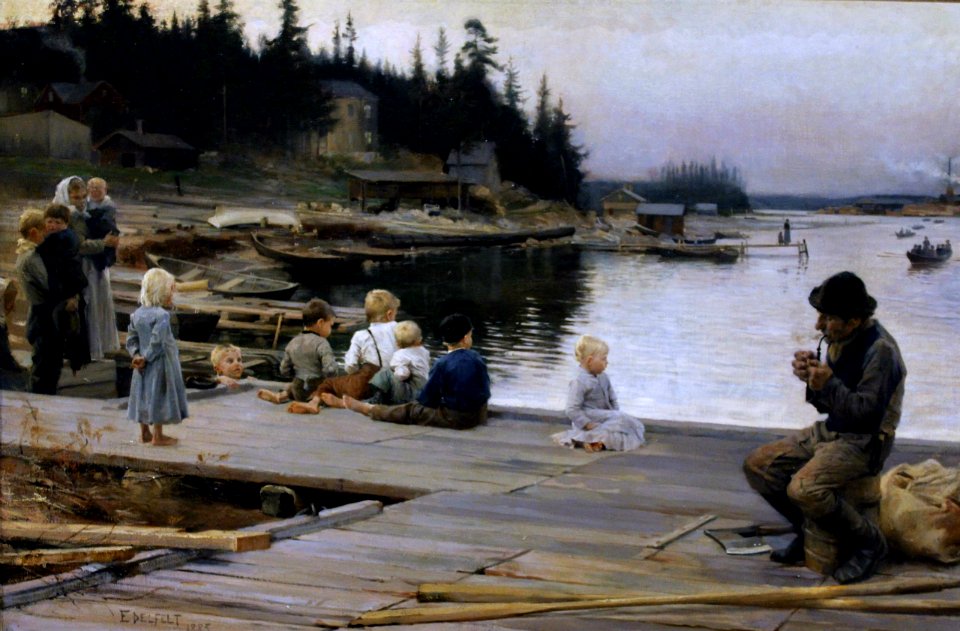 Summer evening at Hammar's Repair Yard - Albert Edelfelt